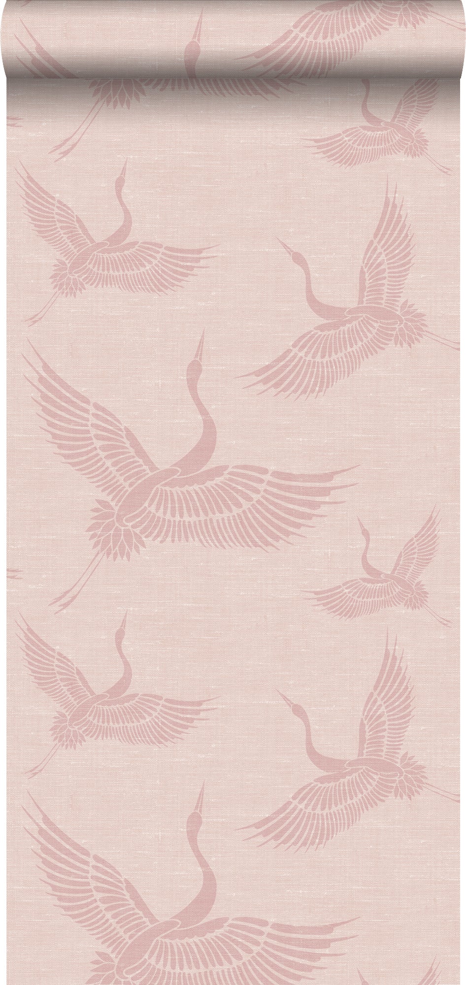 Papel pintado pájaros grulla rosa viejo - 0,53 x 10,05 m - origin wallcoverings
