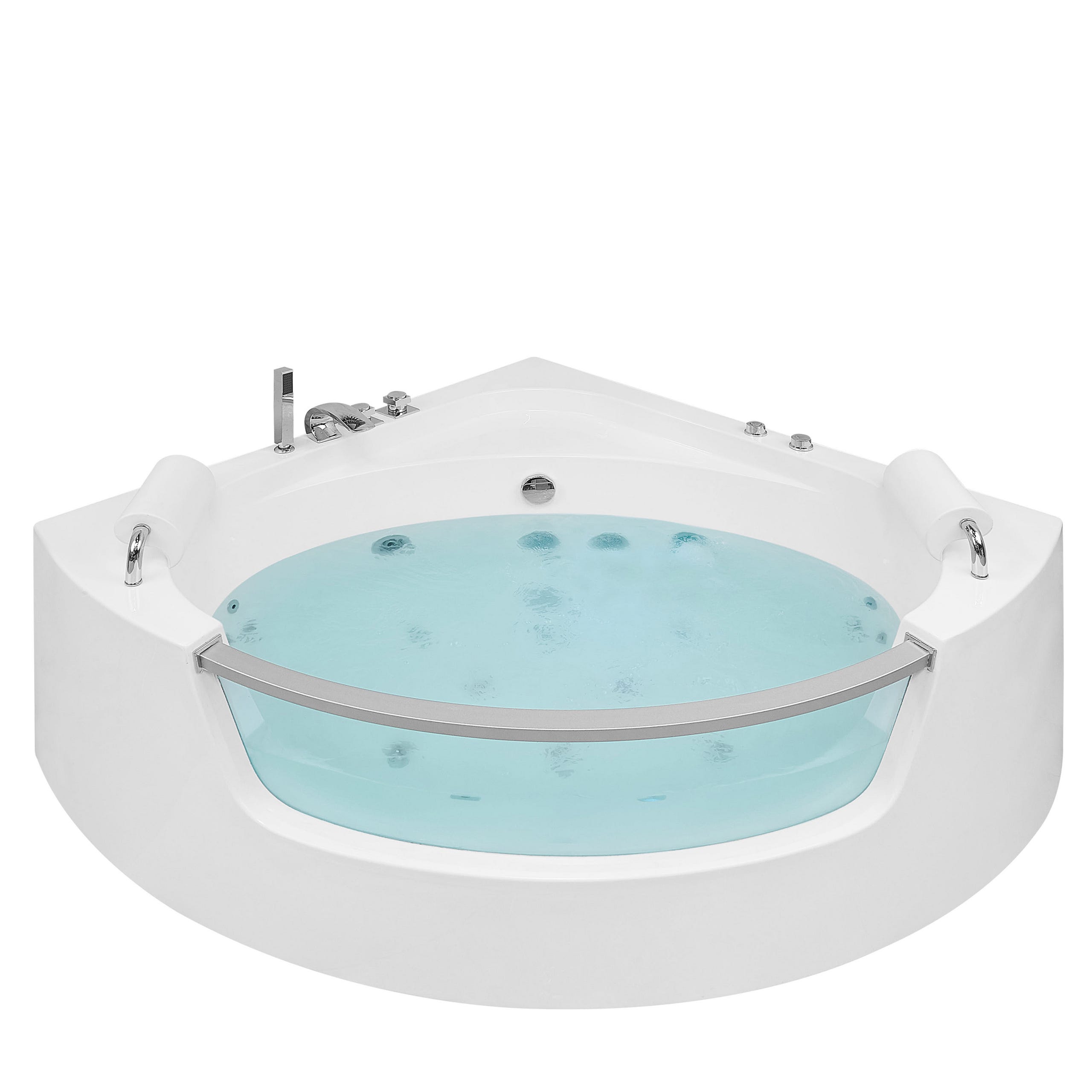 Bañera de hidromasaje esquinera blanca LED 210 x 145 cm MONACO