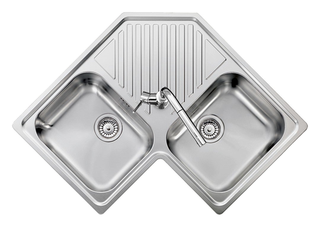 Plados Telma LISP8320S OLYMPUS Lavello angolo incasso cm. 83 x 50 inox 2  vasche + gocciolatoio centrale