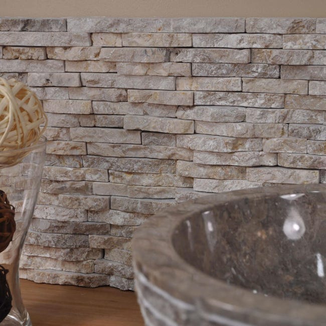 Posada polla Ciencias Revestimiento de piedra natural de mármol sin pulir crema | Leroy Merlin