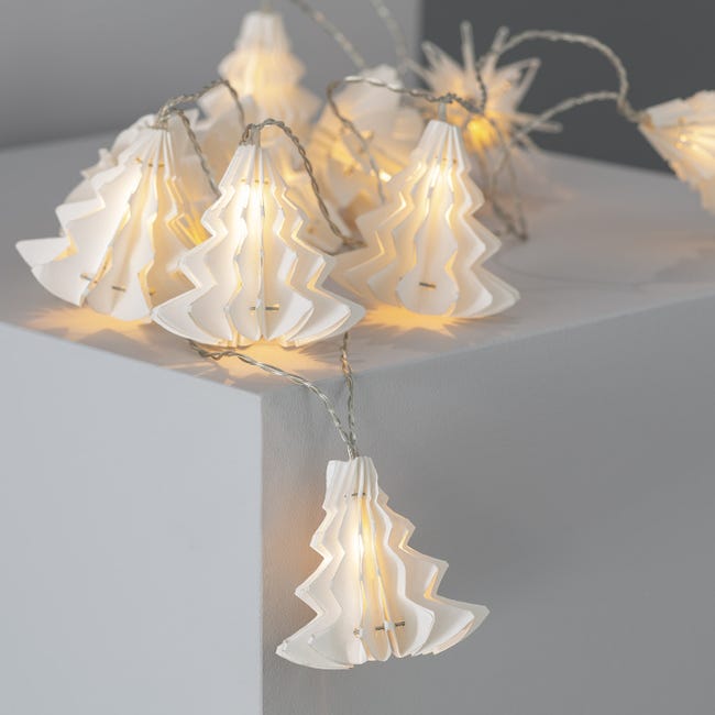 Guirlande lumineuse - transparente - 1 m - 100 LED blanc chaud - intérieur  - fonctionne avec des piles Idéal pour un sapin de Noël jusqu'à 50 cm