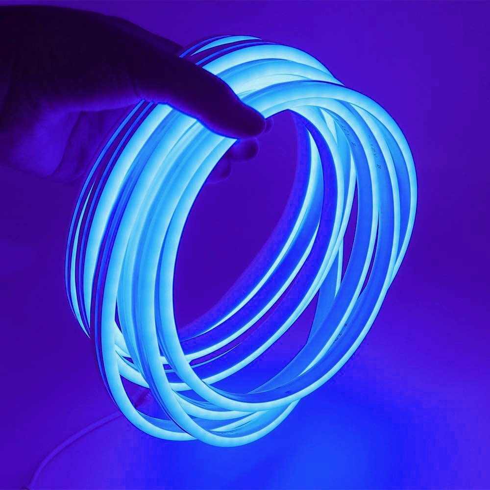MASUNN 10M El LED Flexible Tube Souple Fil Neon Glow Voiture Corde Bande  Lumière Noël Décor DC 12V-Bleu