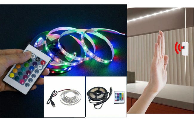 Striscia Led 3m Rgb Sensore Movimento Adesivo Telecomando Batteria Usb Te- B0453 | Leroy Merlin - Foto 10