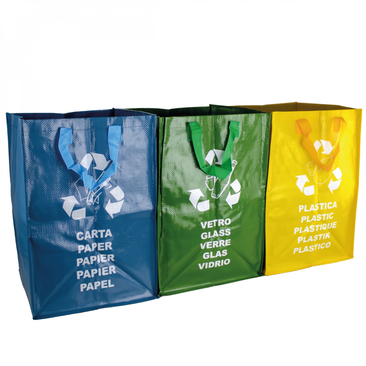Lot de 3 sacs de tri réutilisables pour recyclage des déchets - 130 L -  Linxor