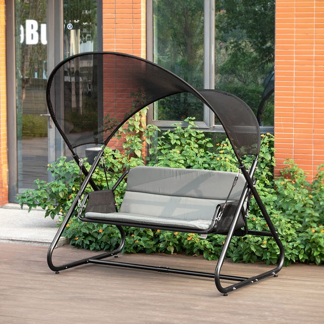 SoBuy OGS58-HG Luxe Balancelle Design, Balancelle de Jardin 2 Places  Confortable, Balançoire Extérieur