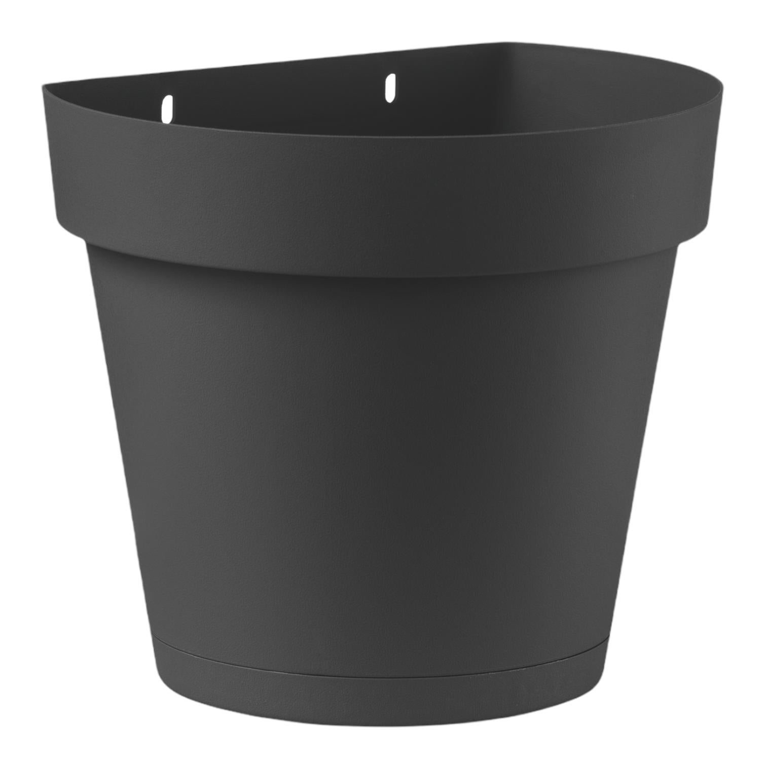 Veca Sottovaso Cilindrico In Plastica 37 Cm - Antracite - Made In Italy - Per Vasi Da 40cm, Interno/Esterno