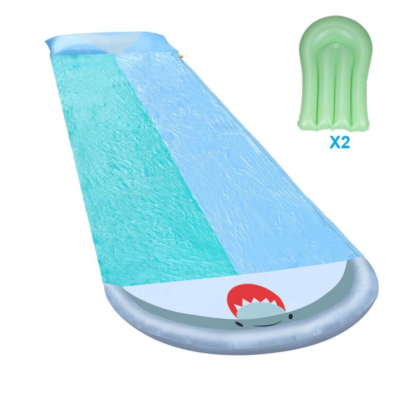 Toboggan aquatique 5.5*1.45m avec 2 bodyboards arroseur pelouse