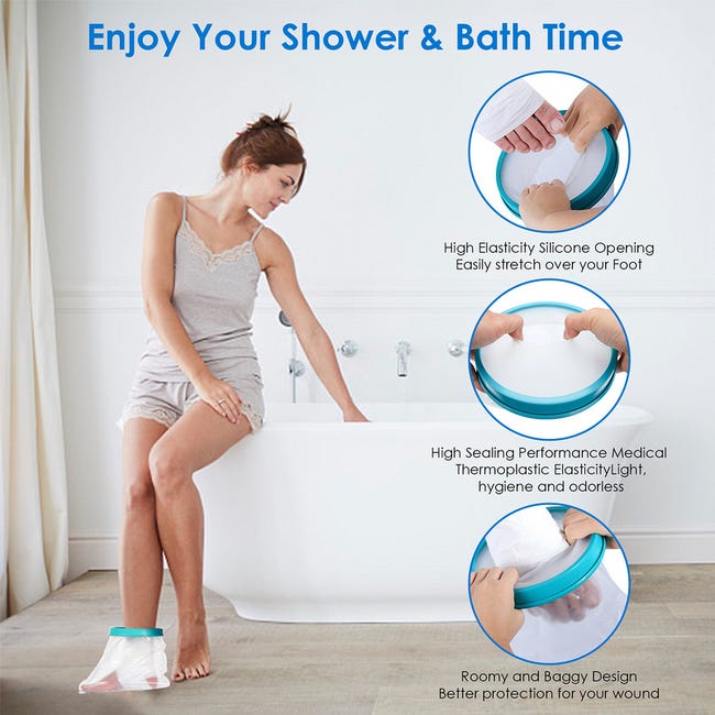 Protection de douche - Protection pour le plâtre - Étanche - Pour adulte -  Réutilisable - Pour le bain, la douche