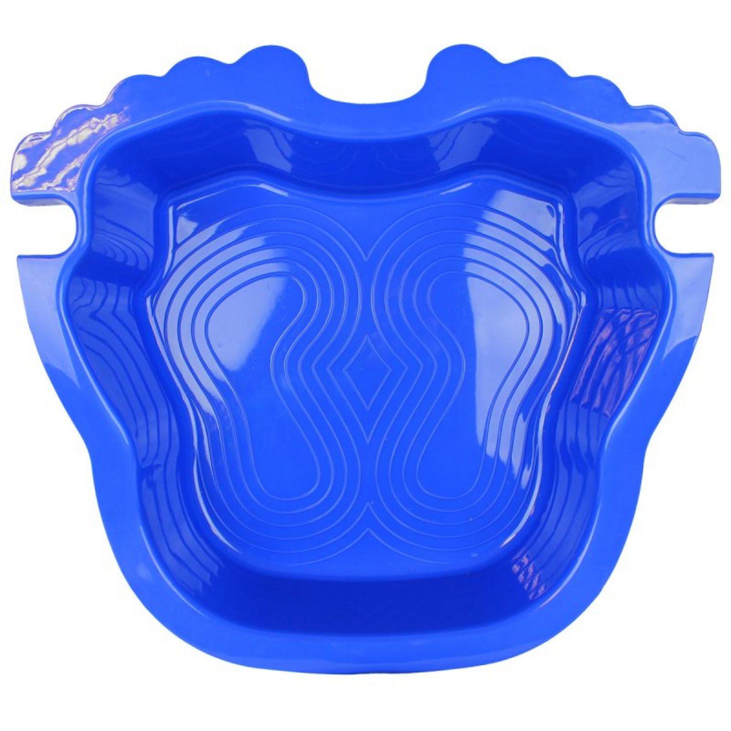Pédiluve bleu avec fond antidérapant et accroche échelle pour piscine