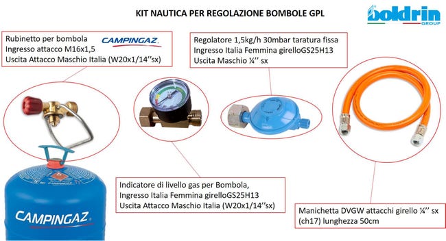 Kit Nautica per regolazione e controllo livello bombole gas. IDEALE PER  NAUTICA Bombole CAMPINGAZ