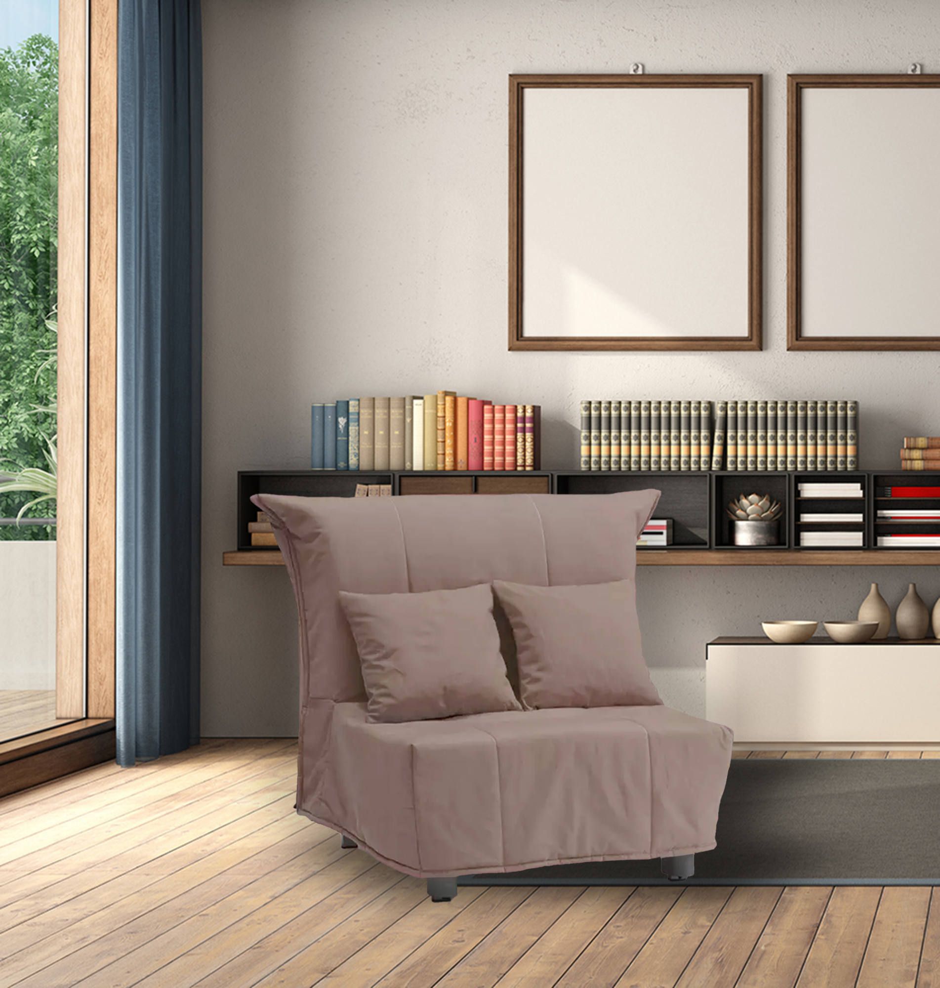 Sof cama Alma Sof individual Sill n de sal n con apertura