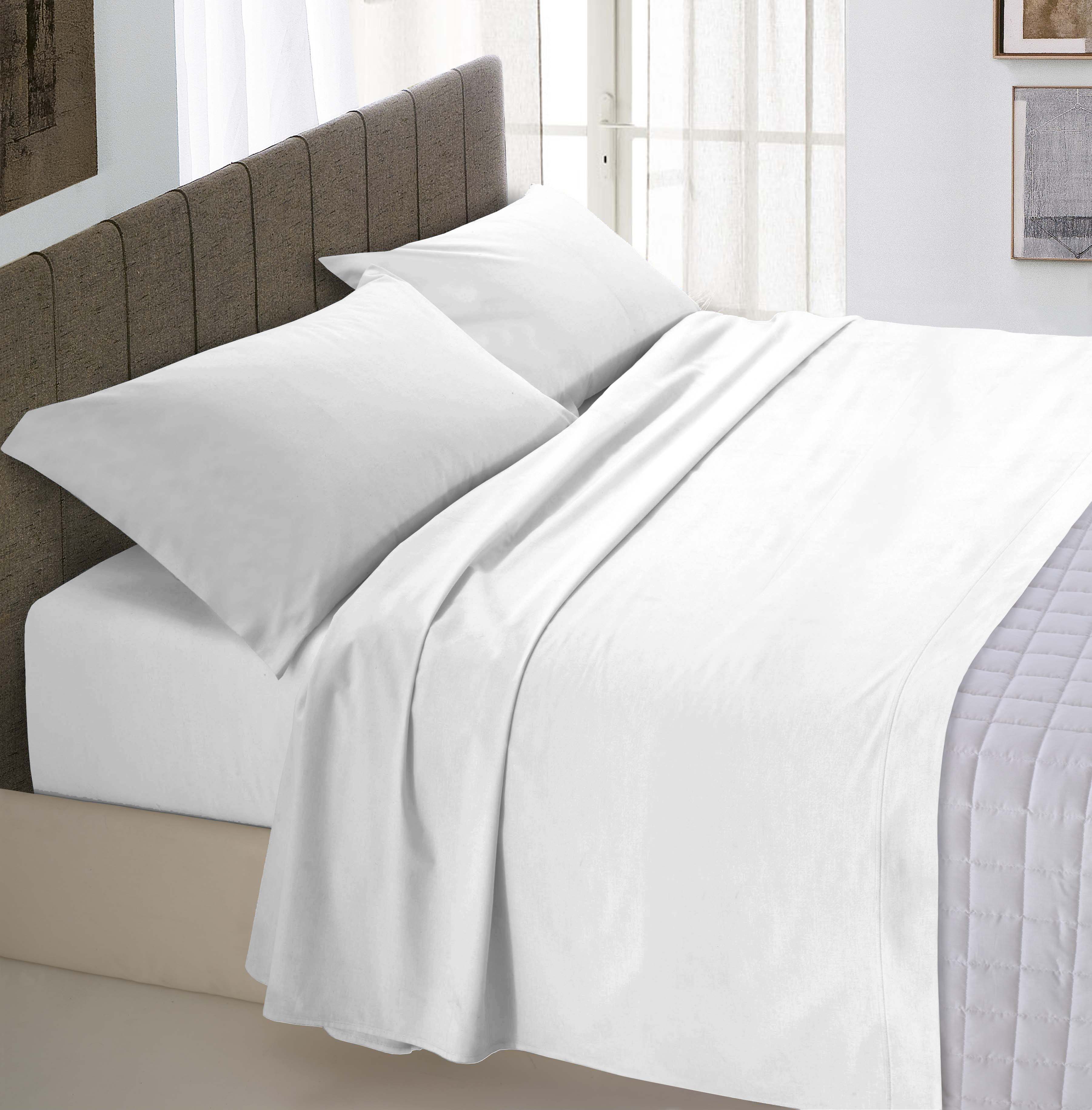 Matrimoniale Bianco/Bianco Italian Bed Linen Parure Copri Piumino Natural Color 