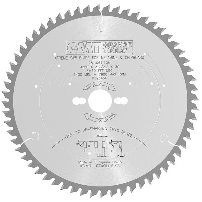 Sierra Ingletadora Sierra Circular CMT Orange Tools 285.660.10M - 250x3.2/2.2x30 Mm, 60 Dientes HW Cromados, Para Cortes Transversales Y A Favor De Veta Disco Para Tableros Sierra Ingletadora Sierra Circular CMT Orange Tools 285.660.10M - 250x3.2/2.2x30 Mm, 60 Dientes HW Cromados, Para Cortes Transversales Y A Favor De Veta Disco Para Tableros