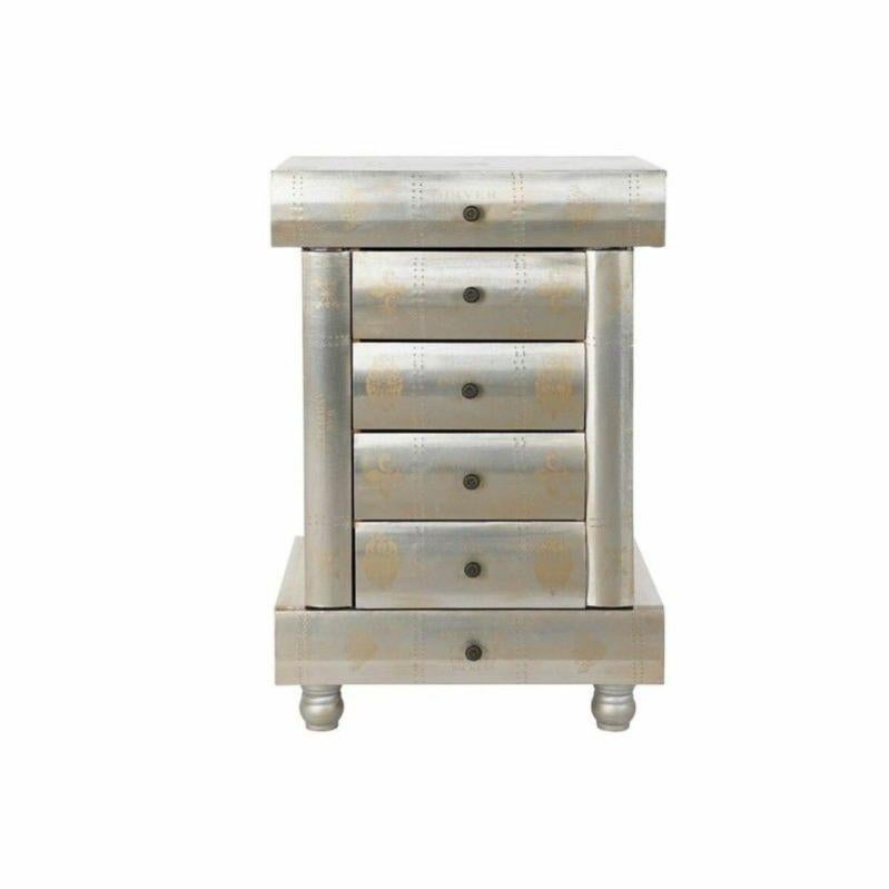 Caisson tiroirs dkd home decor bois aluminium 50 x 35 x 76 cm
