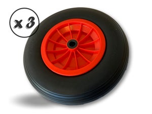 LOT de 2x roue increvable diable 260 x 85 (3.00-4) alésage 25 mm roulement  à rouleaux