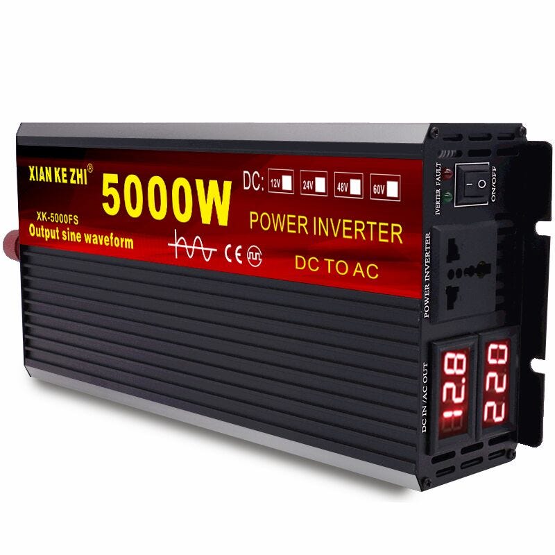 5000W Inverter a onda sinusoidale pura Convertitore di tensione DC 12V-220V  Display digitale