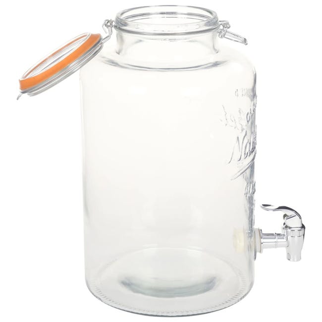 VidaXL Dispensador de agua XXL con grifo vidrio transparente 8 L