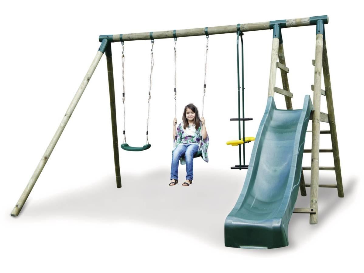 Portique et toboggan jardin en bois 330 x 260 x 230 cm