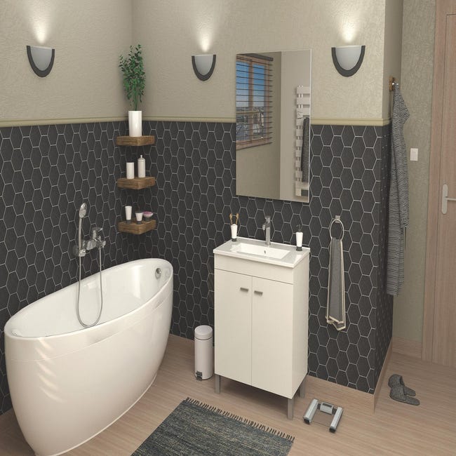 Mueble baño luis 1p1c 80cm color blanco brillo con espejo, sin lavabo -  Topambientes 2023