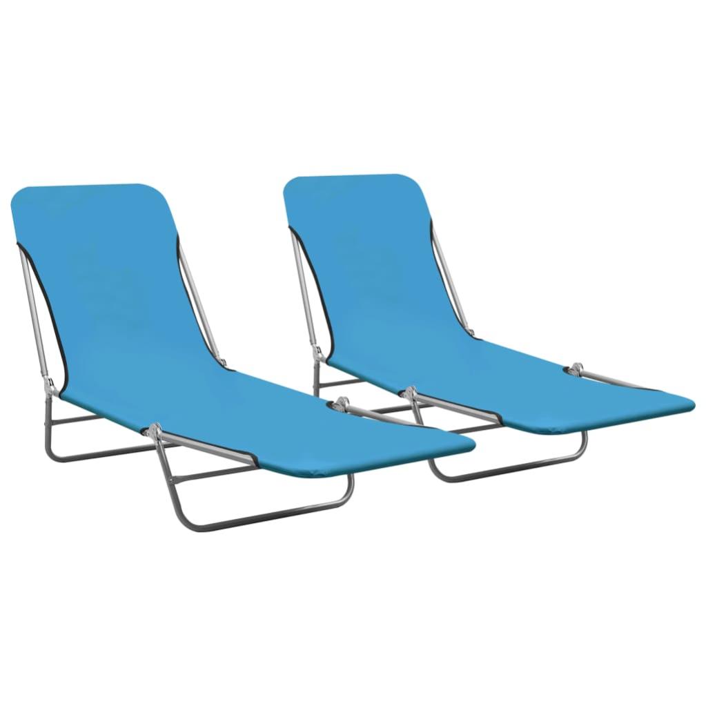 vidaXL Lettino Prendisole Esterno Pieghevole Cuscino e Schienale Regolabile Blu 