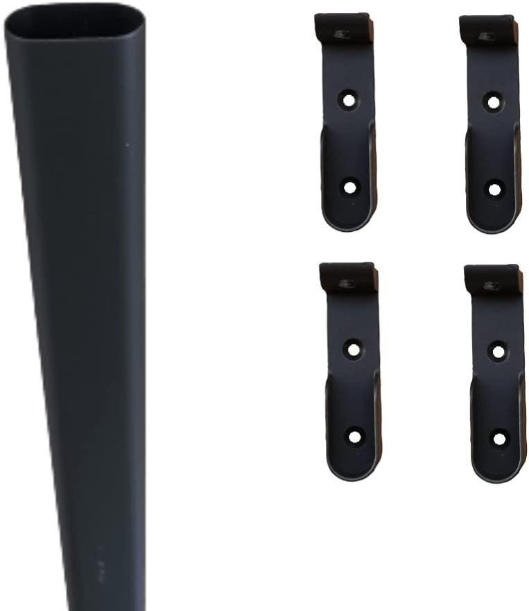 Boulet Kit Tringle Penderie 1m Ovale 30x15mm Acier Chromé Avec 2 Supports Muraux