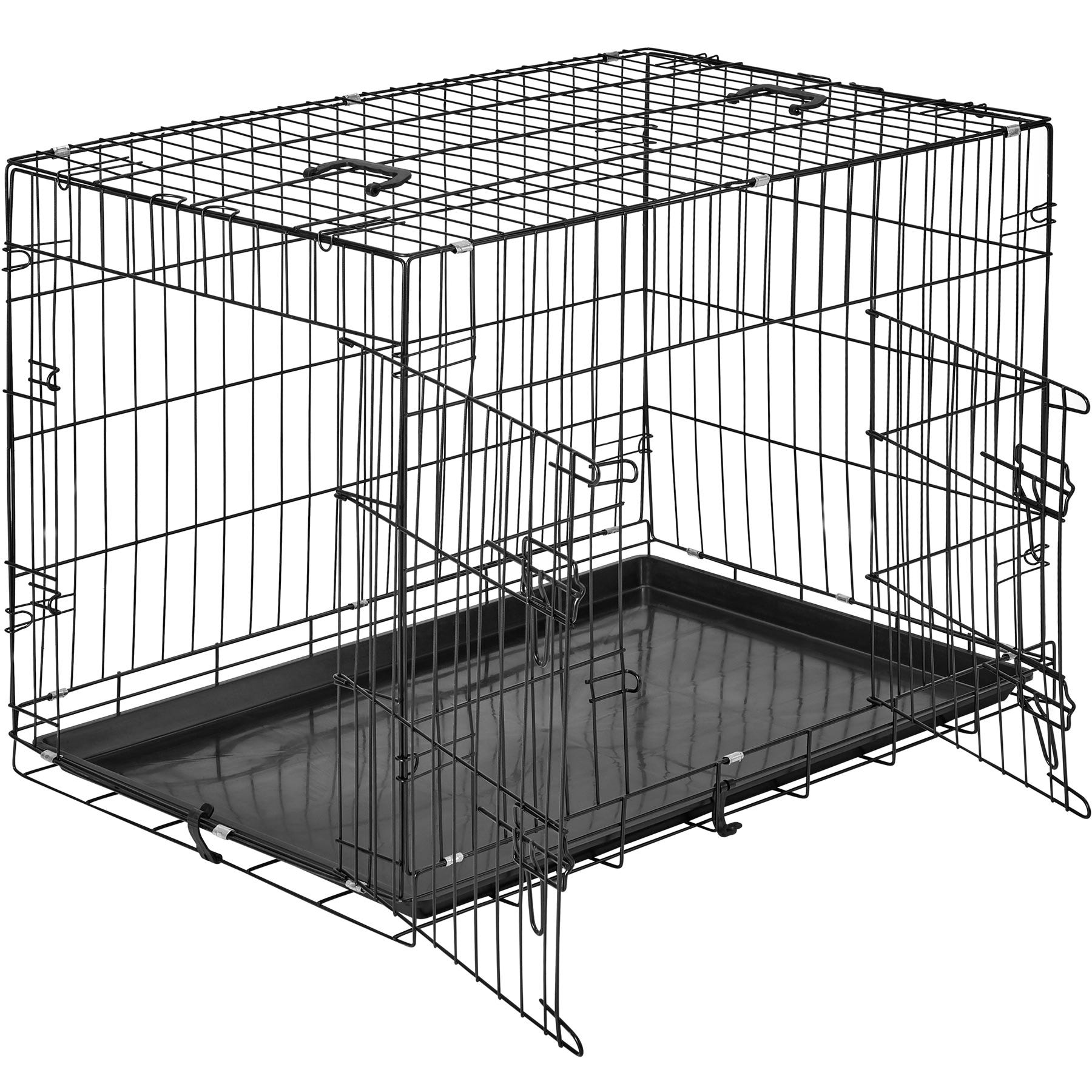 Feandrea Cage pour Chien Pliable avec 2 Portes, Plateau Amovible, 122 x  74,5 x 80,5 cm, Taille XXL, Noir