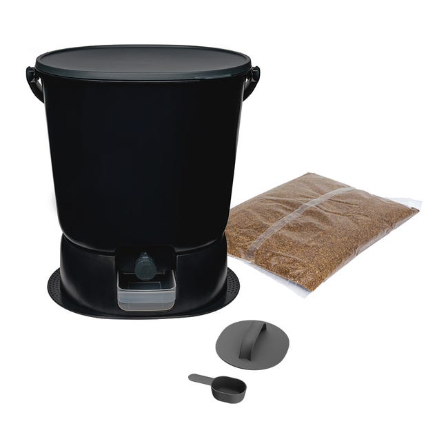 Composteur Bokashi Essential Gris: 1 seau+base et 1 kg de Démarreur -  Bokashi Compost