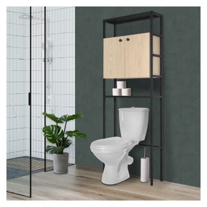 Meuble/Etagère Dessus Toilettes/WC/Machine à Laver en Métal avec 3 Couches  de Rangement pour