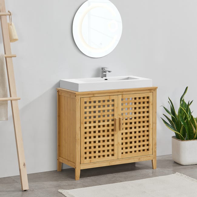 Mueble bajo lavabo Ingmarsö con 2 puertas bambú 60 x 67 x 30 cm