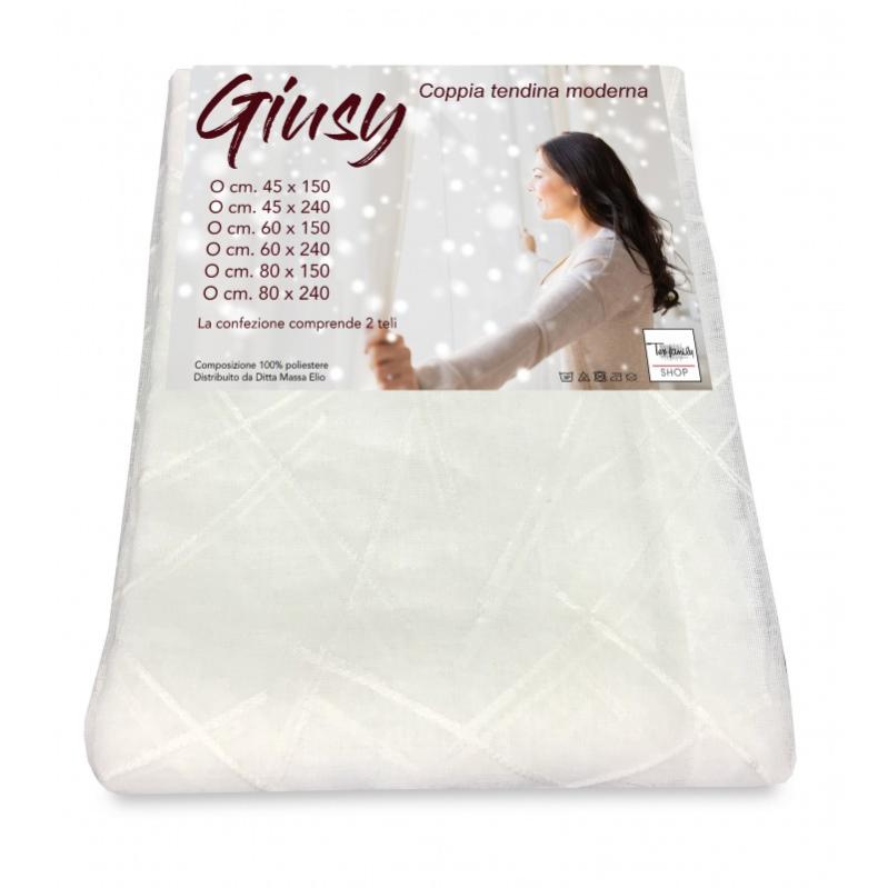COPPIA TENDINA VETRO MODERNA LARGA 45 O 60 O 80 GIUSY BEIGE COPPIA  2 Teli Cm 45x150 84884489 - copertina