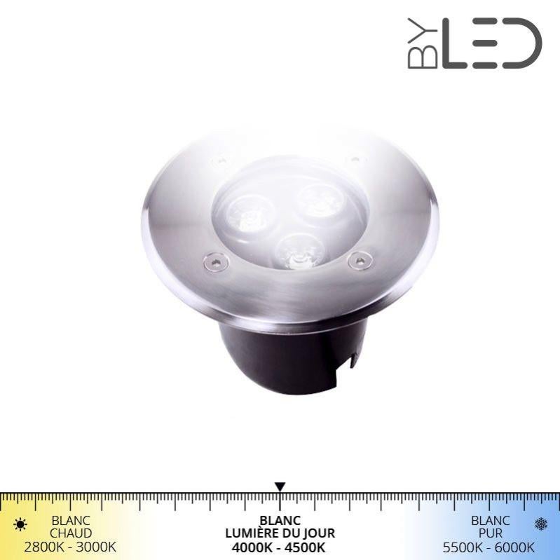 Spot LED encastré de sol inox 230V 24 W - Terra 24 – Blanc