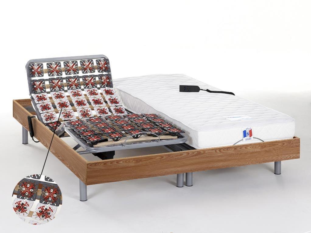 Lit Électrique Relaxant CASSIOPEE III - Sommier Tout Plots + Matelas Latex | 2x90x200 Cm - Blanc - 9