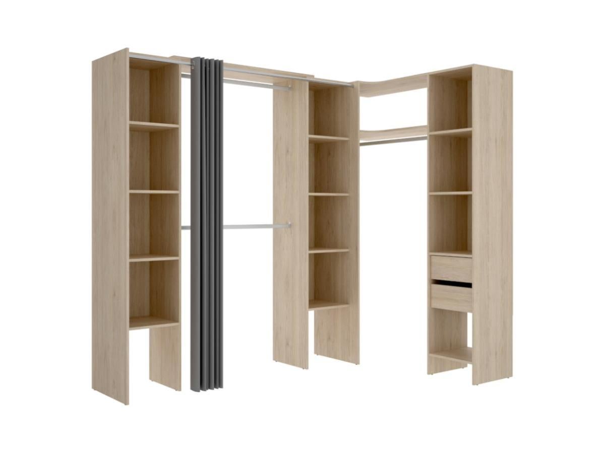 Dressing d'angle extensible DORIAN L164/234 cm Chêne et gris
