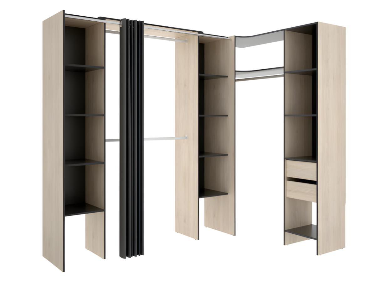 Dressing d'angle extensible DORIAN L164/234 cm Chêne et anthracite
