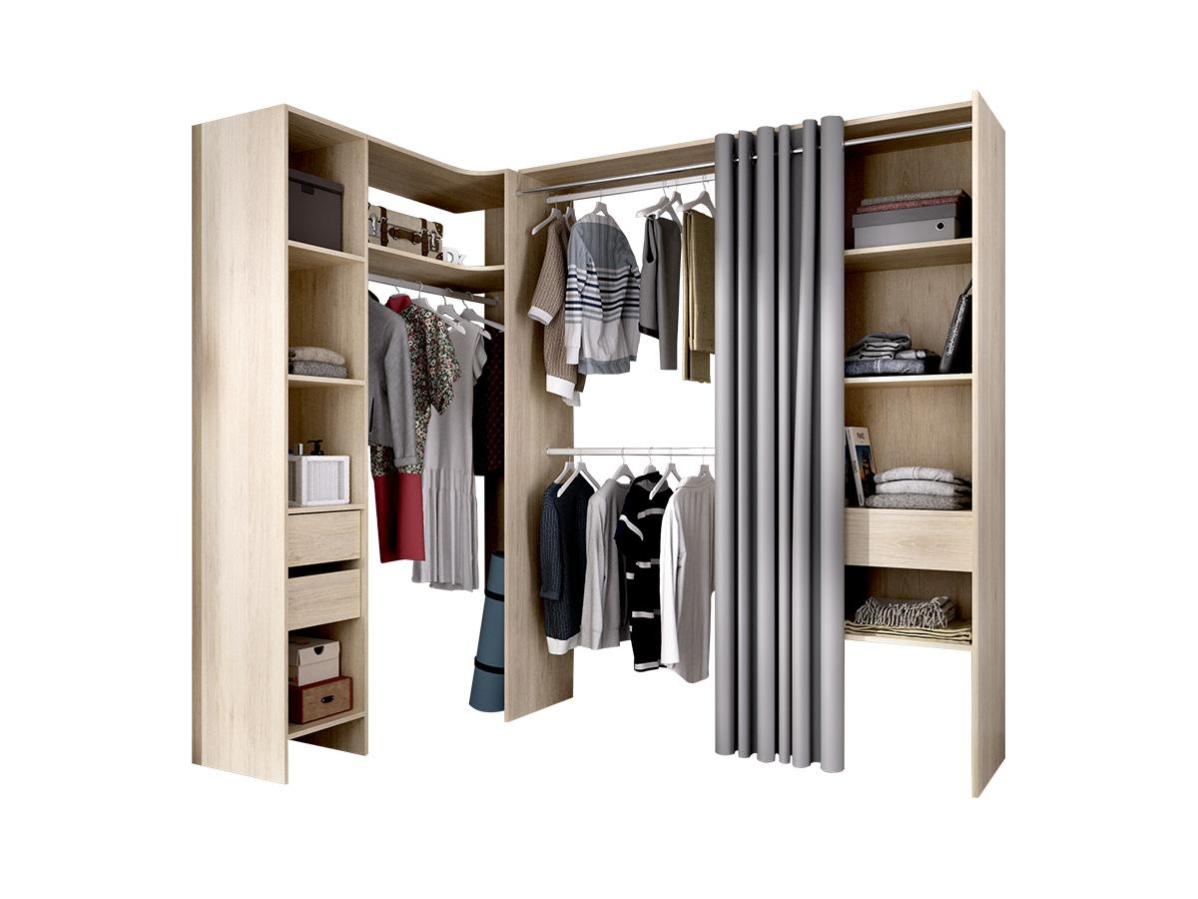 Dressing d'angle extensible GONTRAN L164/214 cm Chêne et gris