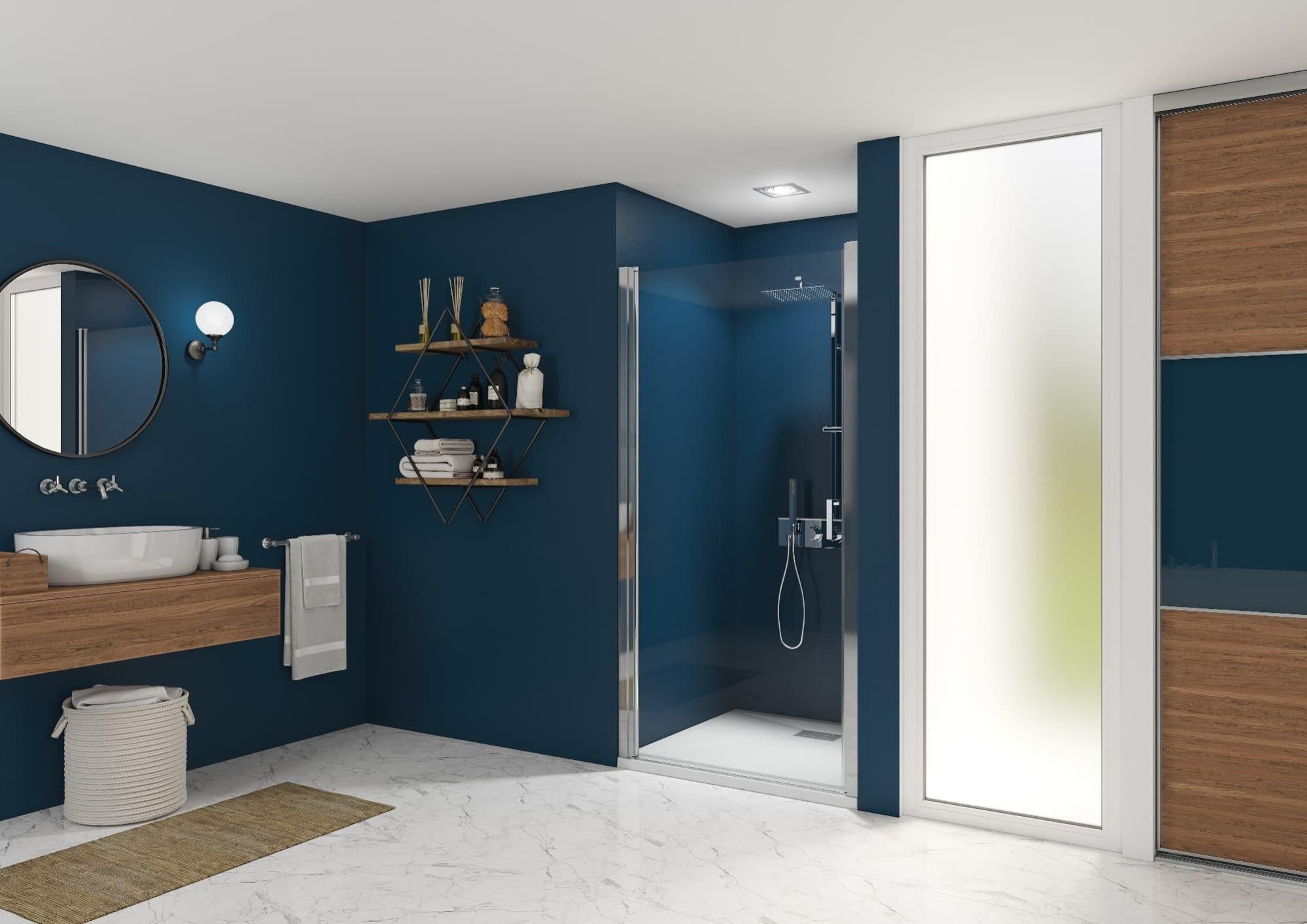 Paroi de douche porte pivotante à 180° SMART Express sans seuil (normes