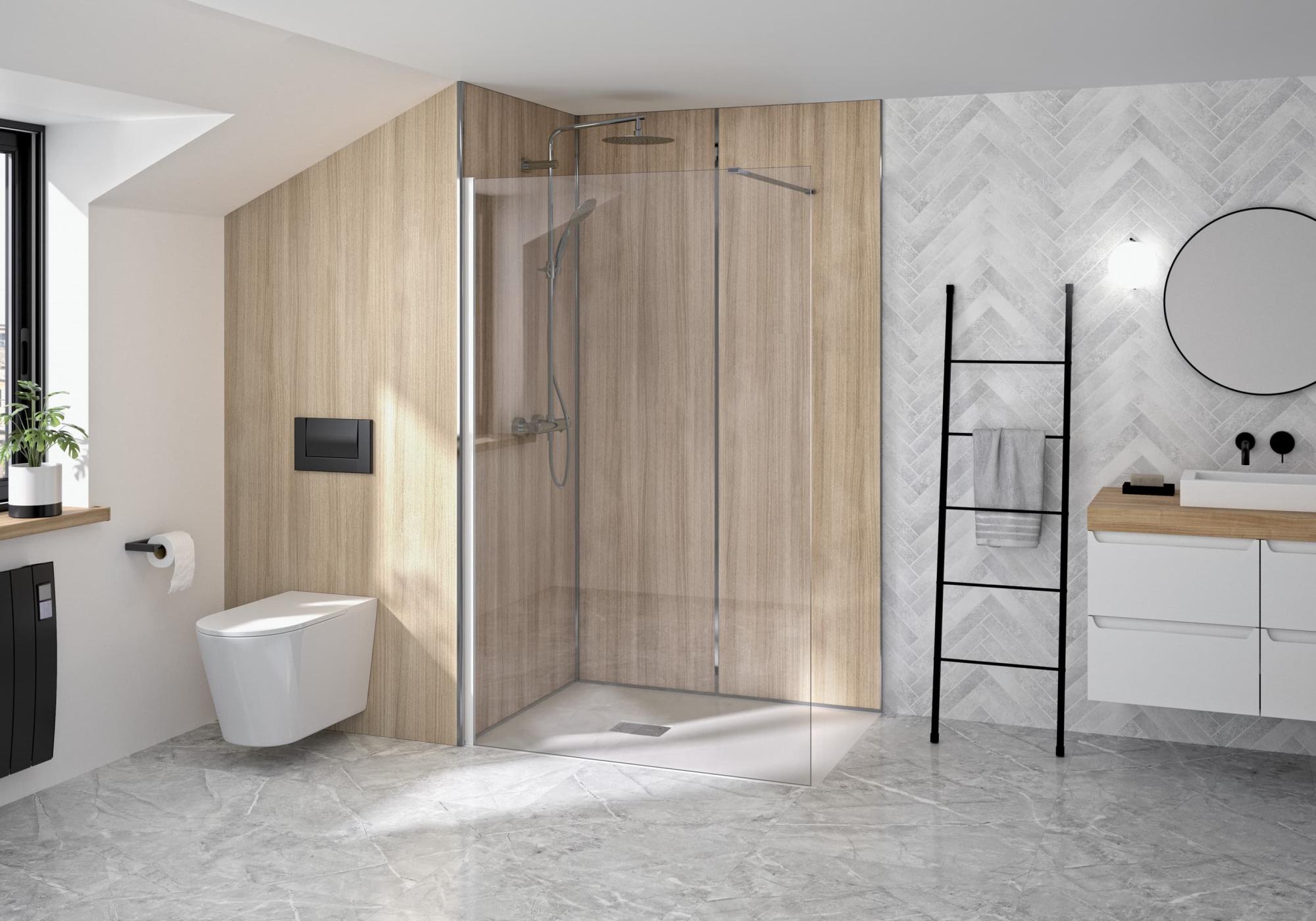 Paroi de douche fixe SUPRA Solo hauteur 1,90m longueur 80 cm profilé