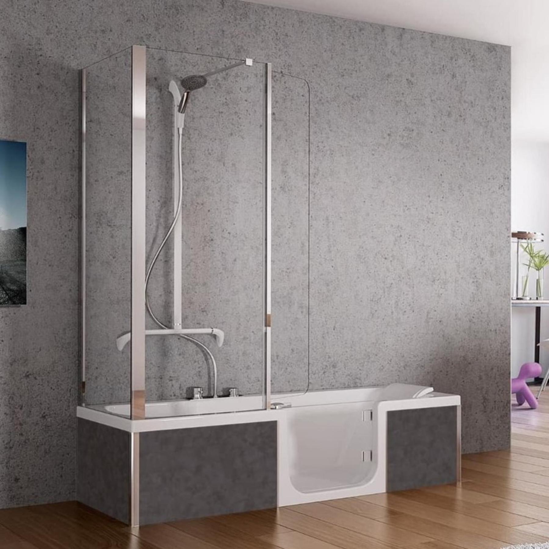 Baignoire à porte PMR DUO sans accessoires 160x75 espace douche à