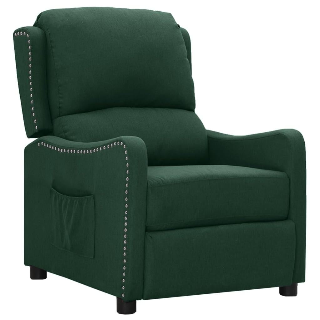 VidaXL Poltrona Reclinabile In Tessuto Verde Scuro – Comoda Con Poggiapiedi - 4