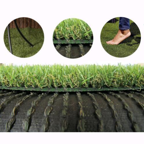 Prato Sintetico In Rotoli - 30mm Altezza - 5mq (1x5m) - Drenante, Anti-Espansione - Per Giardino E Terrazzo - Foto 3