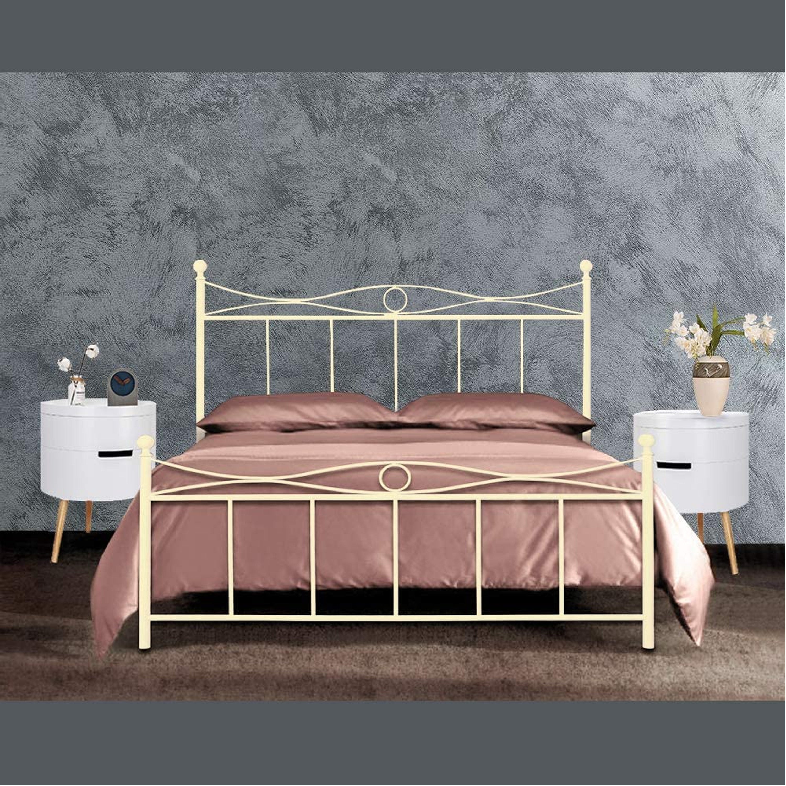 Qualydorm Letto in Ferro Battuto Moderno Matrimoniale Linea PIRAMIDE -  Prodotto Artigianale Italiano Vari colori da cm 160x190 (Bianco Opaco)