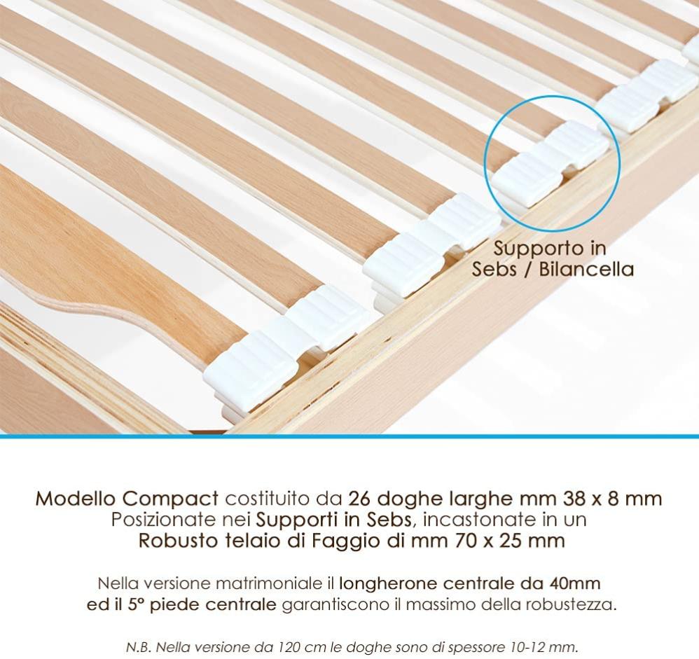 Legno Rete Alzata Manuale EVERGREENWEB Rete Singola 90x195 Con