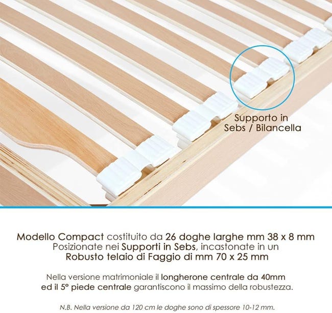 Legno Rete Alzata Manuale EVERGREENWEB Rete Singola 90x195 Con