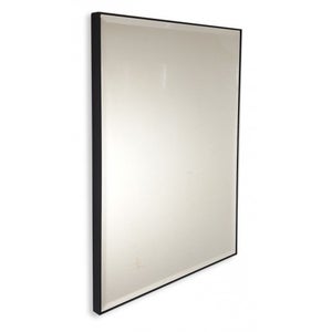 Specchio su misura con cornice nera e perimetro a bordi bisellati 110x40