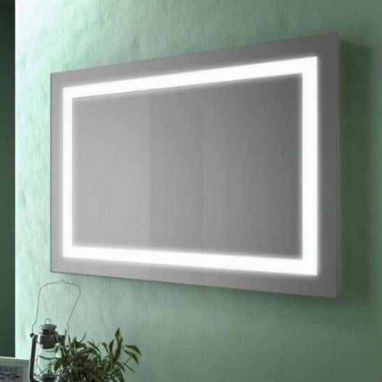 Specchio bagno 90x60 cm con fascia LED superiore bianco naturale