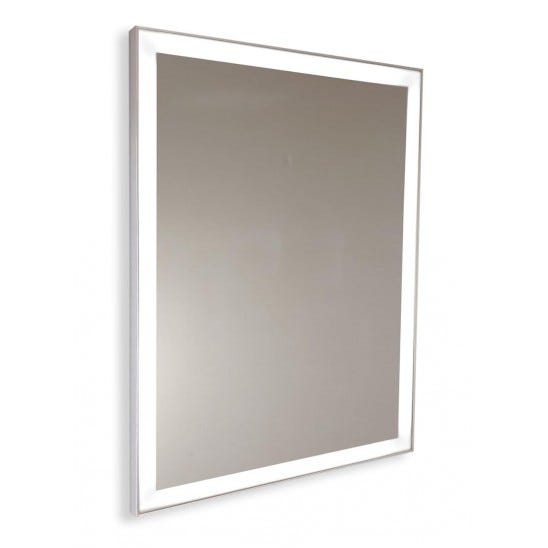 Specchio retroilluminato su misura e cornice in alluminio satinato 50x70