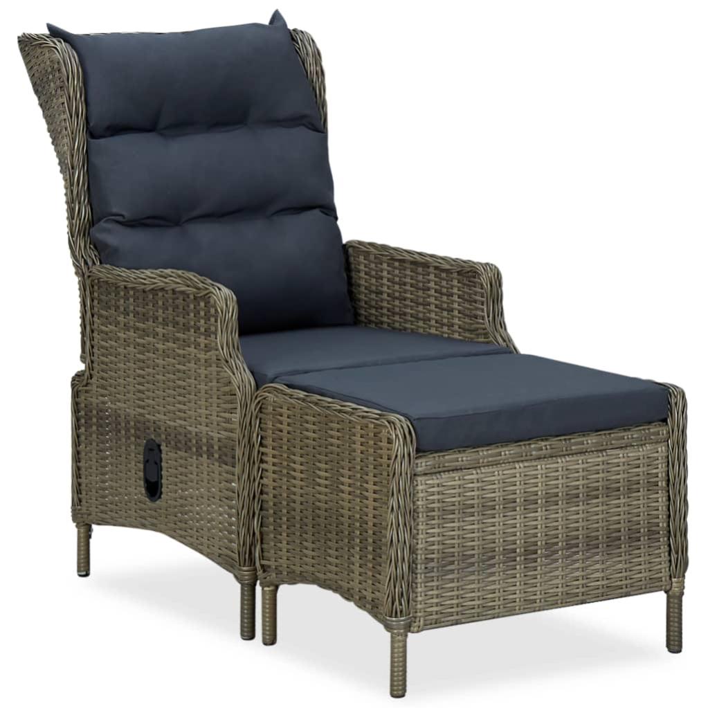 vidaXL Sedie da giardino con cuscino 2 pz. Poli Rattan Grigio
