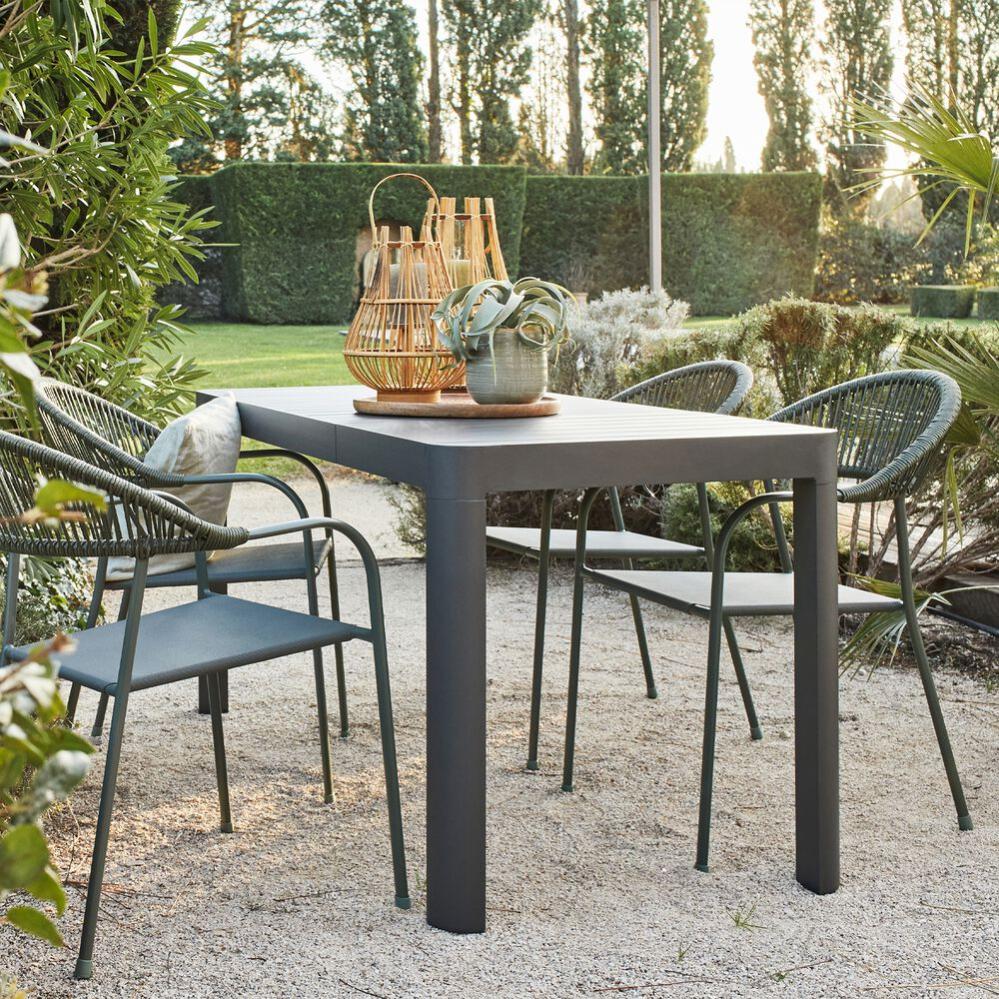 Table de jardin extensible en aluminium avec plateau composite Byron de 4 à  8 personnes - Gris
