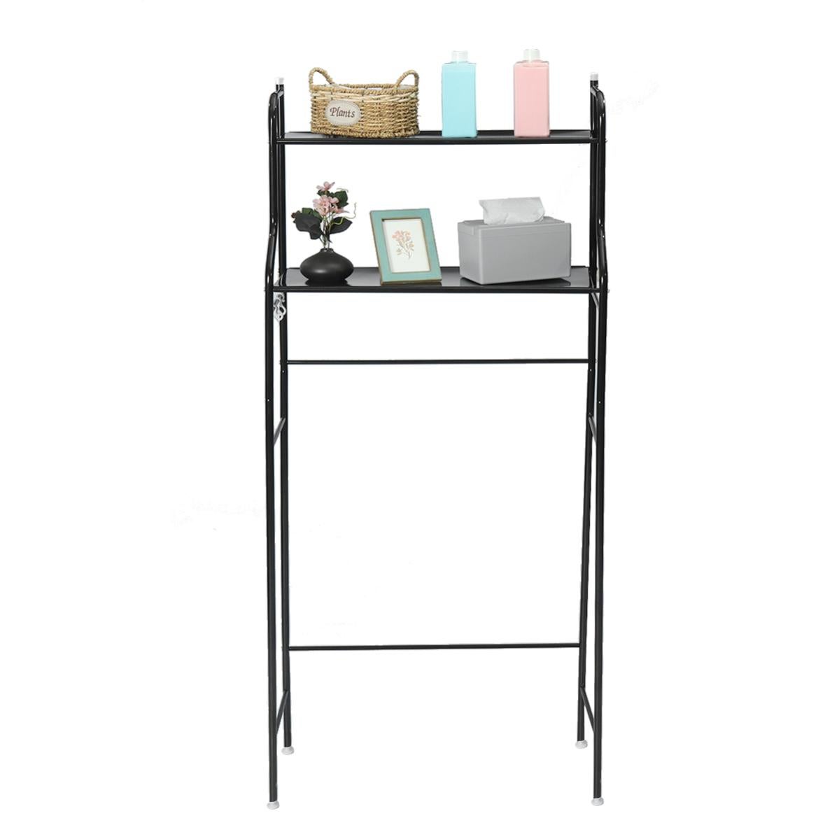 Scaffale Per WC E Bagno Salvaspazio 7 Ripiani - Stile Vintage Marrone-Nero 173x81x25 Cm