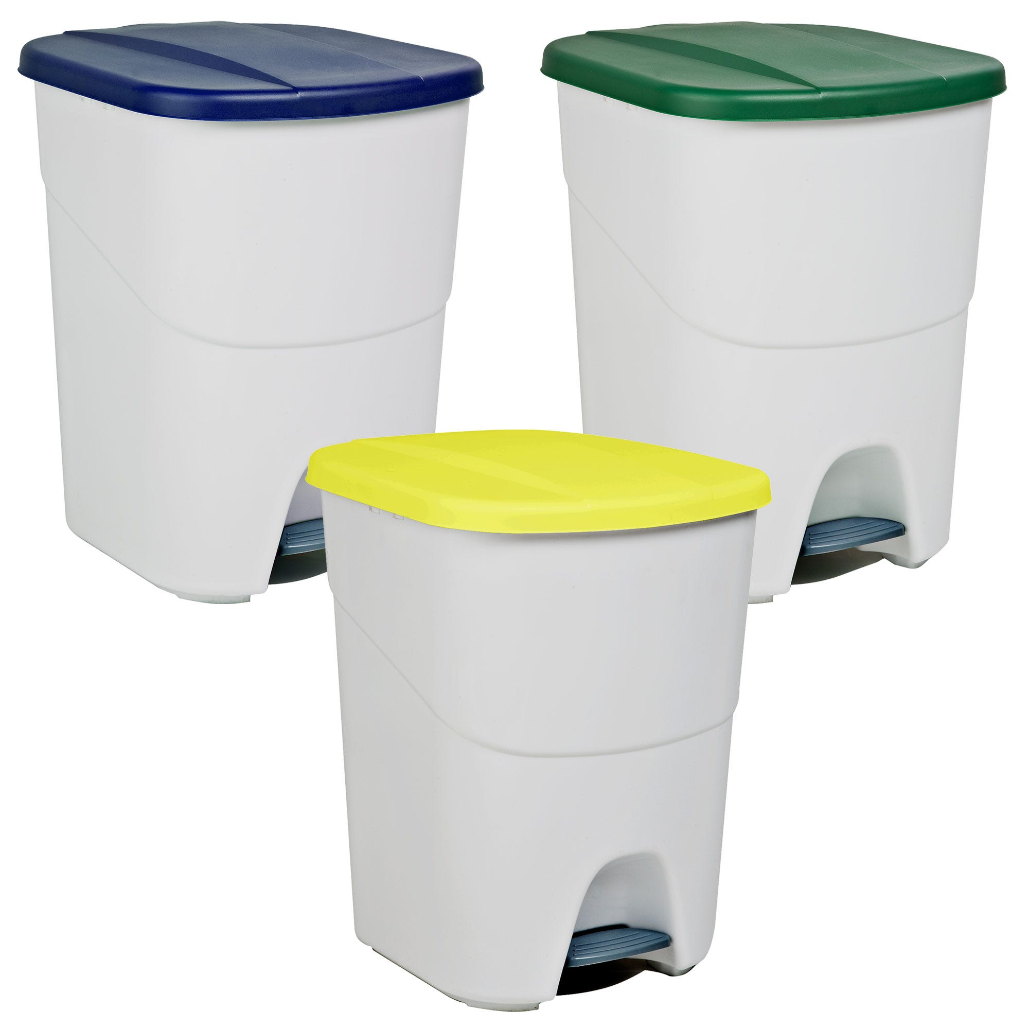 Pack reciclaje Pedalbin Ecológico: 3 Contenedores de 40 litros en colores.  Capacidad total 120 litros.